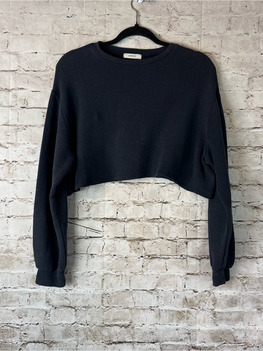 Amomento Women's Size 1 Small Black Cropped Long Sleeve Cotton Polyester Sm